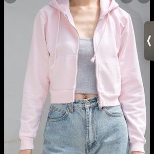 Brandy Melville pastel pink zip up